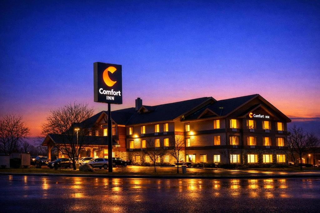 a building with a sign in front of it at Comfort Inn Owatonna near Medical Center in Owatonna
