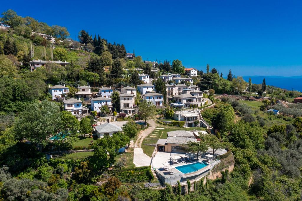 an aerial view of a house on a hill at Valeni Boutique Hotel & Spa in Portaria