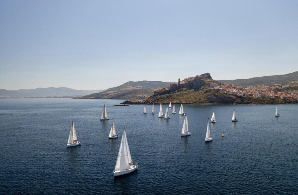 a group of sailboats in a large body of water at Casa dei mille in Castelsardo