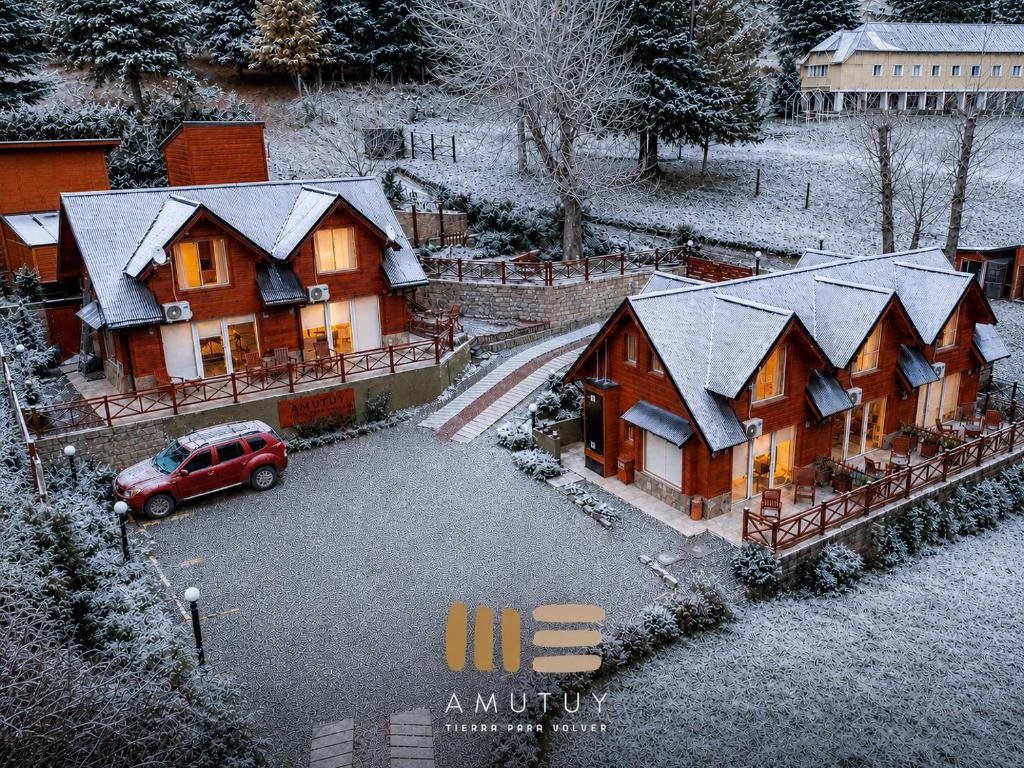an aerial view of a house in the snow at Amutuy Bariloche in San Carlos de Bariloche