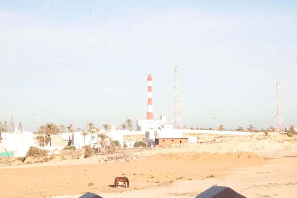 a horse in the desert with a building in the background at Taguermess Tag 8 in Taguermess
