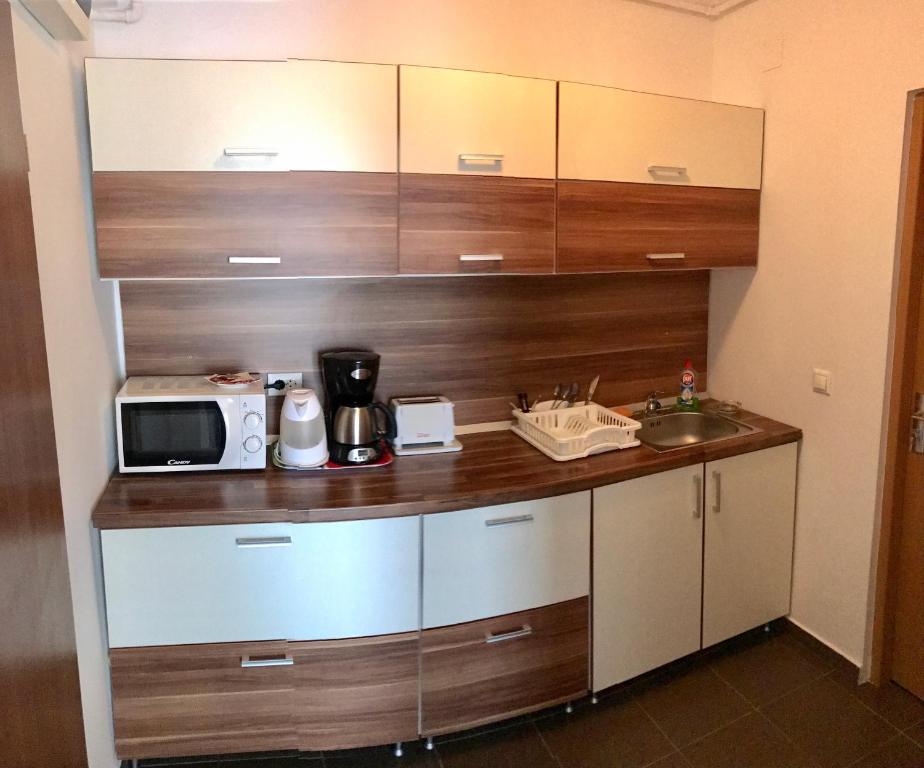 Kuchyň nebo kuchyňský kout v ubytování ApartHotel Zorilor