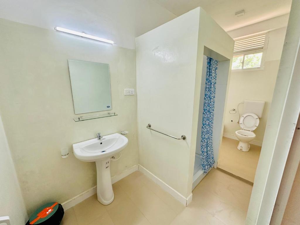 a bathroom with a sink and a toilet at La Margaritha Hotel & Banquet Hall in Udugampola