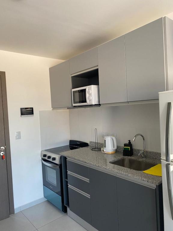 a kitchen with a sink and a counter top at Monoambiente Cipolletti in Cipolletti
