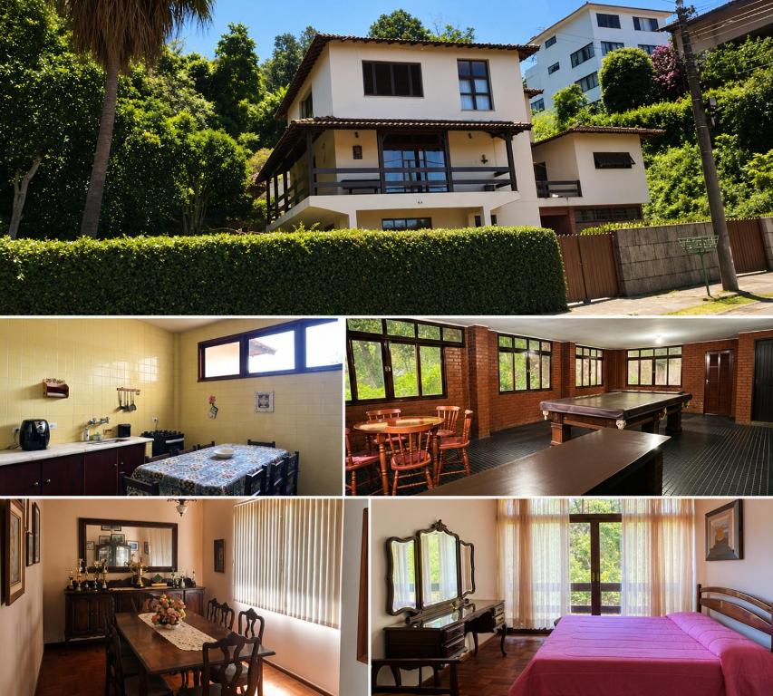 a collage of two pictures of a house at Casa aconchegante in Teresópolis