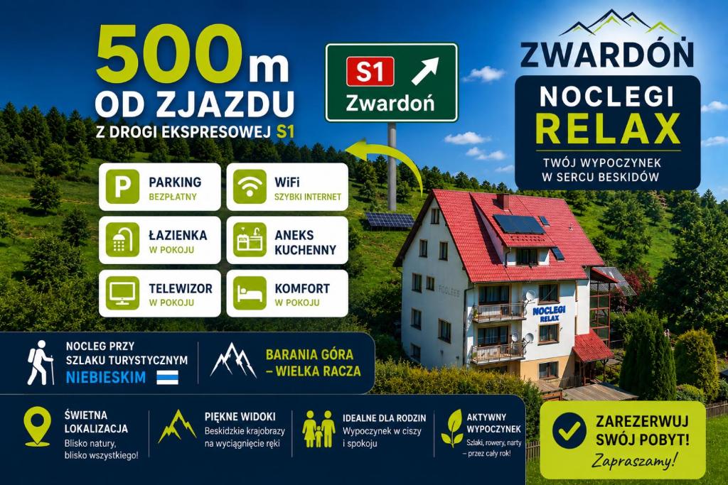 a brochure for a house in the mountains at Noclegi Relax in Zwardoń