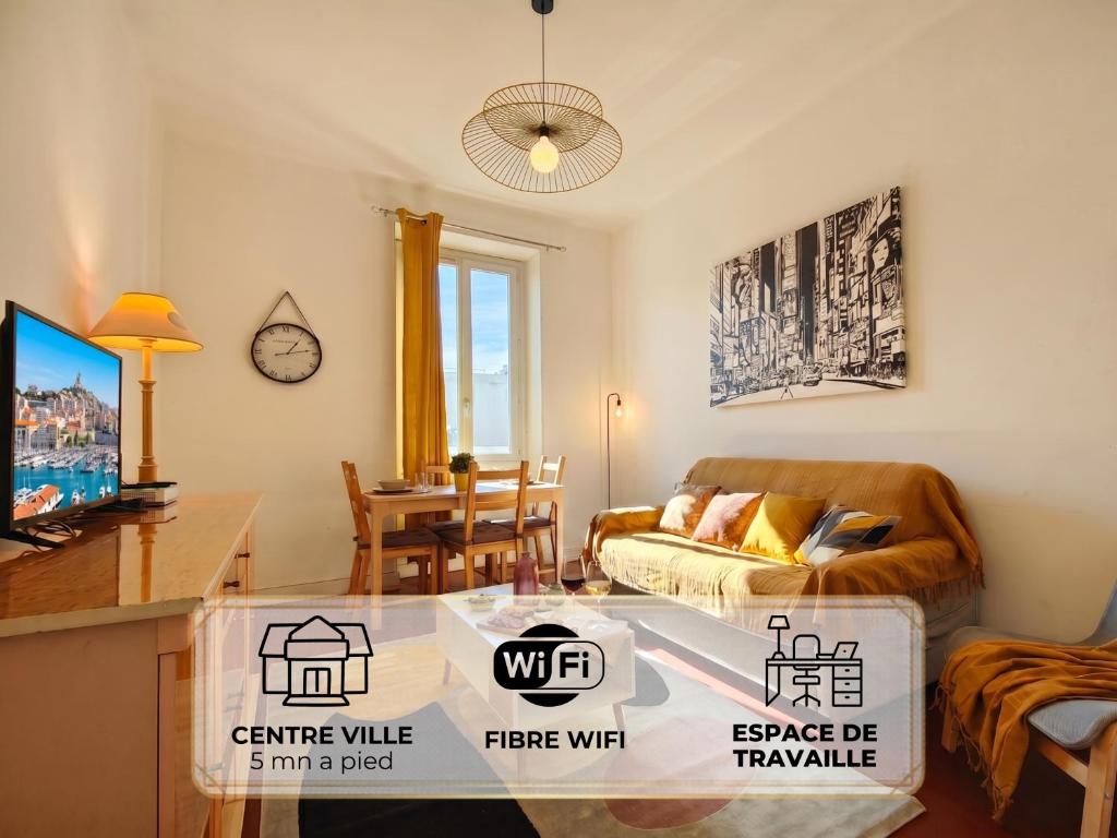 Massilia Home - Idéal Famille & Groupe d'Amis en Citytrip Marseille - Vieux-Port & Le Panier à pied - Métro Jules Guesde 150m - Gare St-Charles 10min à pied - CENTRE VILLE - WIFI HD
