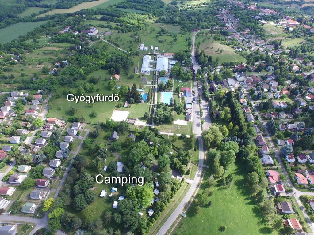 an aerial view of a city with a town at Igal Thermal Camping in Igal