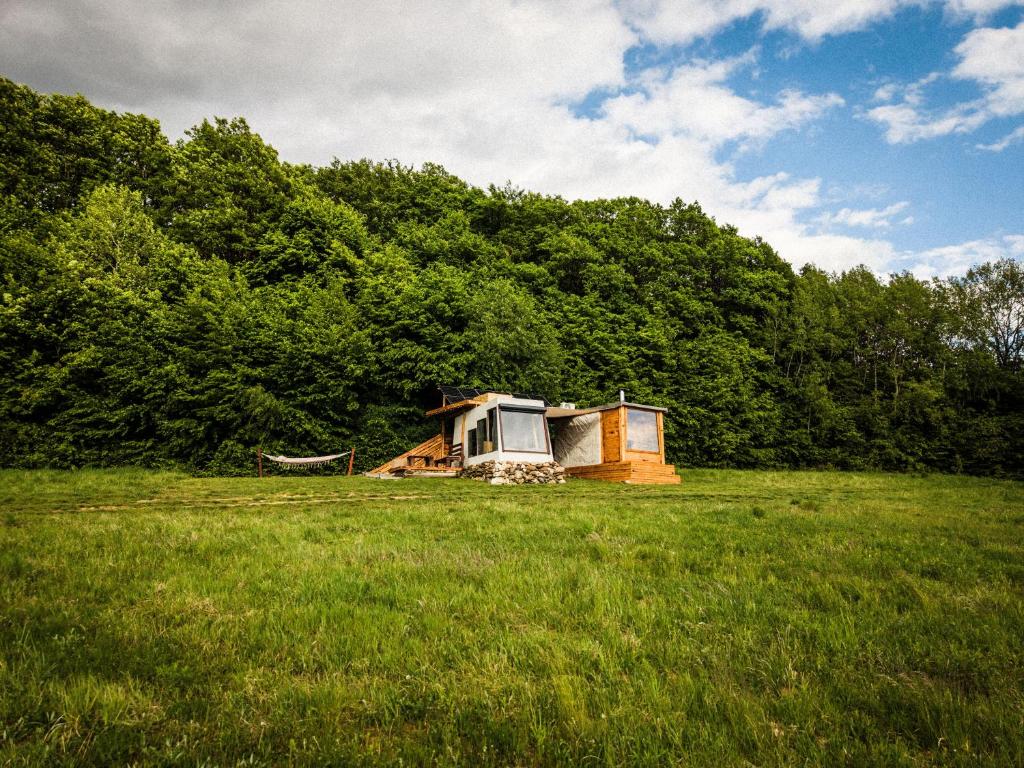 a small house in a field in a field of grass at Kajuta in Betliar