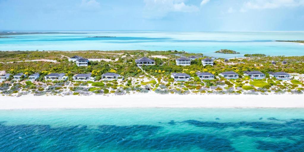 an aerial view of a resort on a beach at Sailrock South Caicos, Small Luxury Hotels of the World in South Caicos
