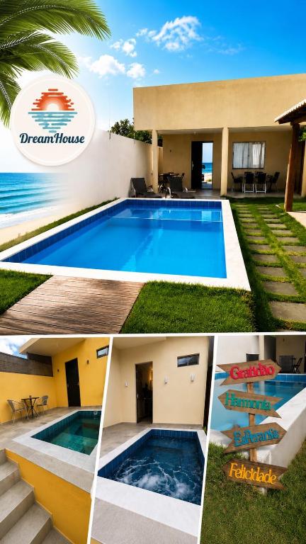 a collage of pictures of a swimming pool at Dream House Hospedagens in Itacimirim