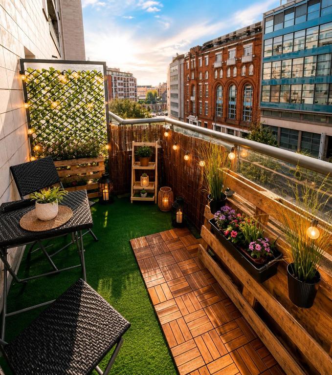 a balcony with green grass and plants on a building at Green Balcony Lille Hyper centre in Lille
