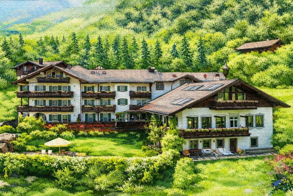 a rendering of a large house on a hill at Hotel Restaurant Neu Meran in Bad Reichenhall