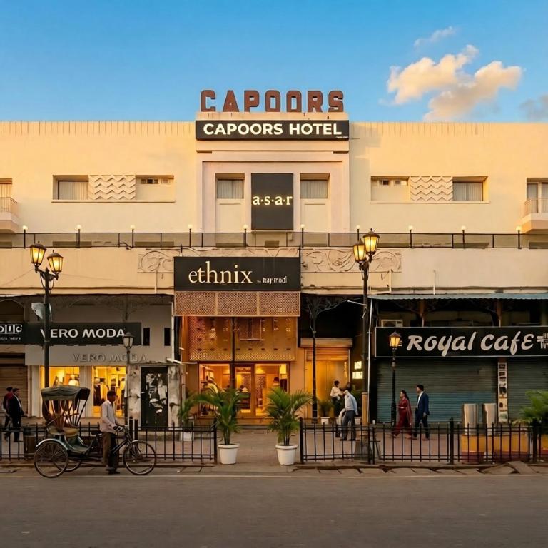 a large building with people walking in front of it at asar Capoors Hotel Hazratganj by Orion Hotels in Lucknow