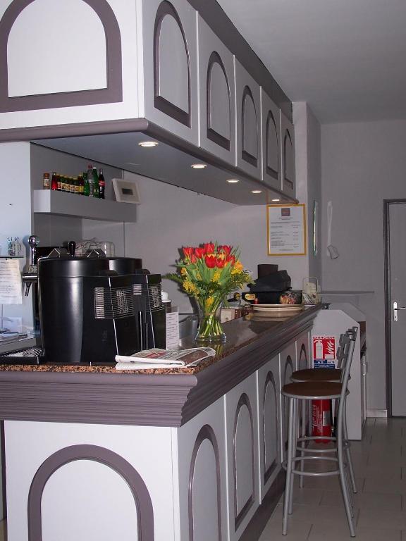 Kuchyň nebo kuchyňský kout v ubytování Logis Hôtel Le Jabron