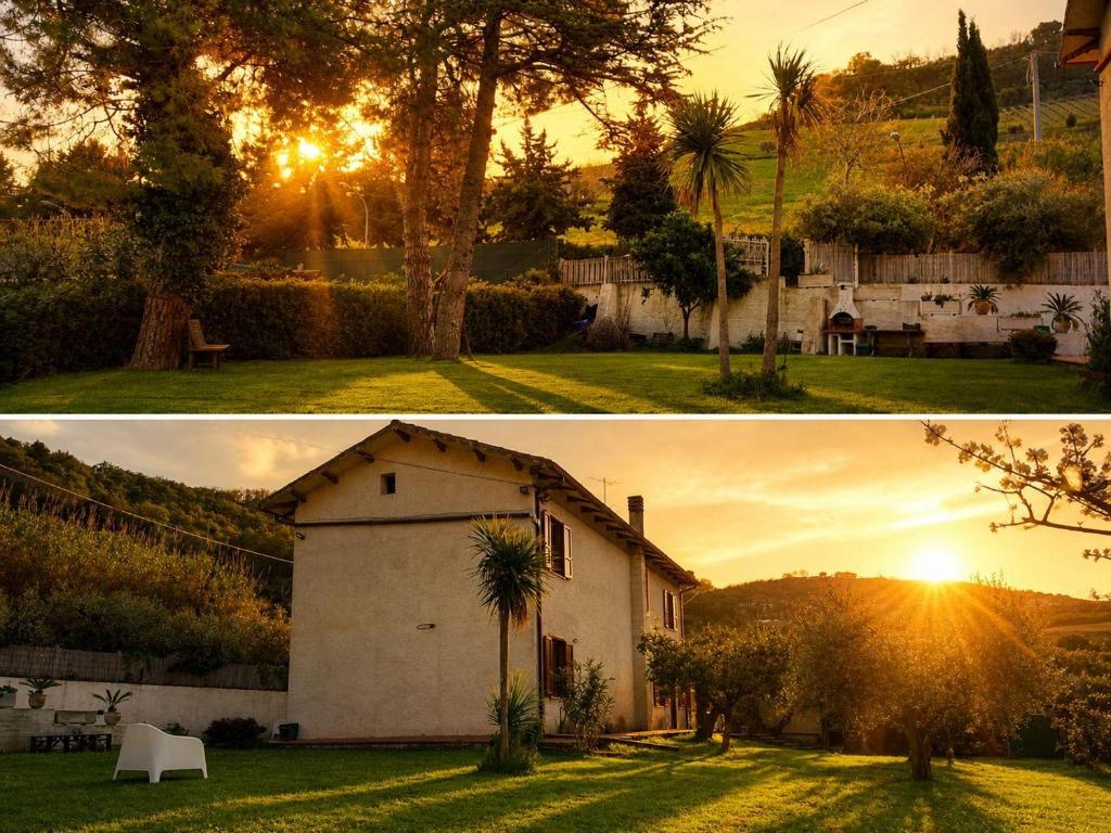 two pictures of a house and the sunset at Casa Vacanze Il Viaggiatore in San Benedetto del Tronto