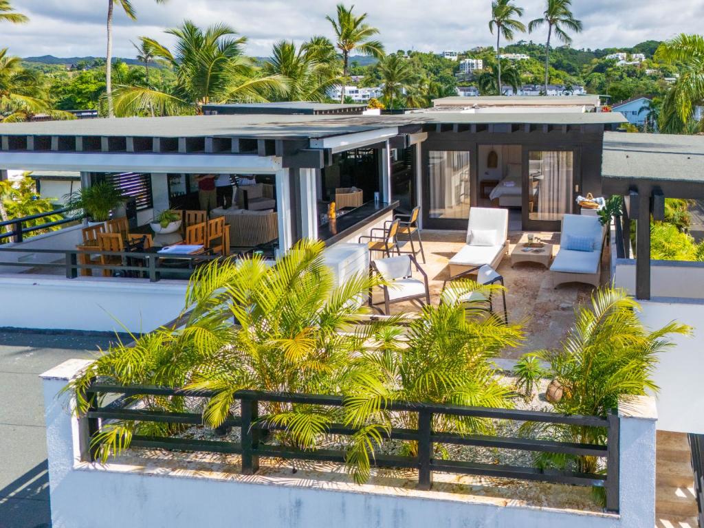 a house on the beach with palm trees at apartement rooftop oceanfront - Hotel Aligio in Las Terrenas