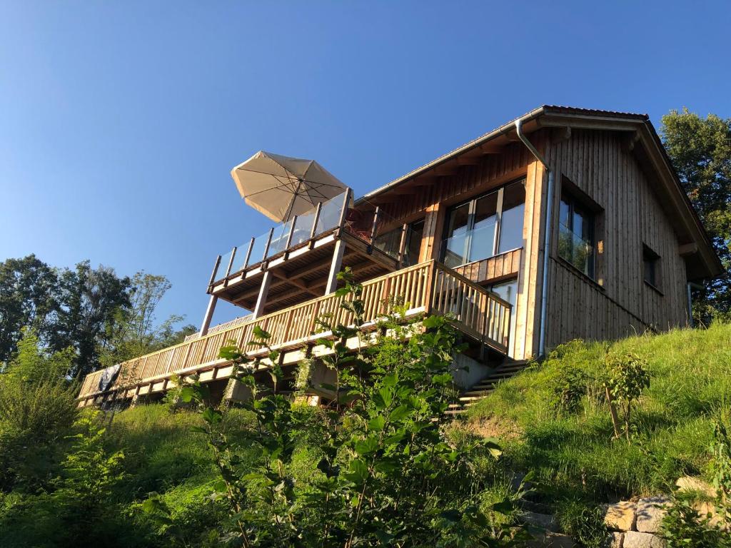 a house on a hill with a satellite at Danuvius18 in Obernzell