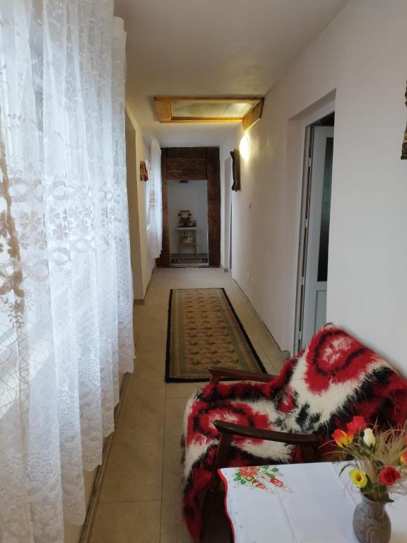 a living room with a couch and a window at Casa Maria in Ciocaşu