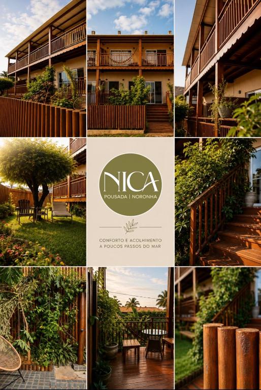 a collage of photos of a building with a nasa logo at Pousada do Nica in Fernando de Noronha