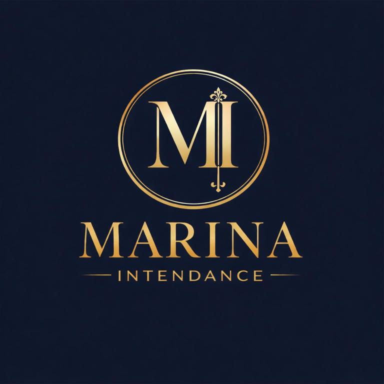 a gold letter m logo on a blue background at Le Ponsardin in Reims