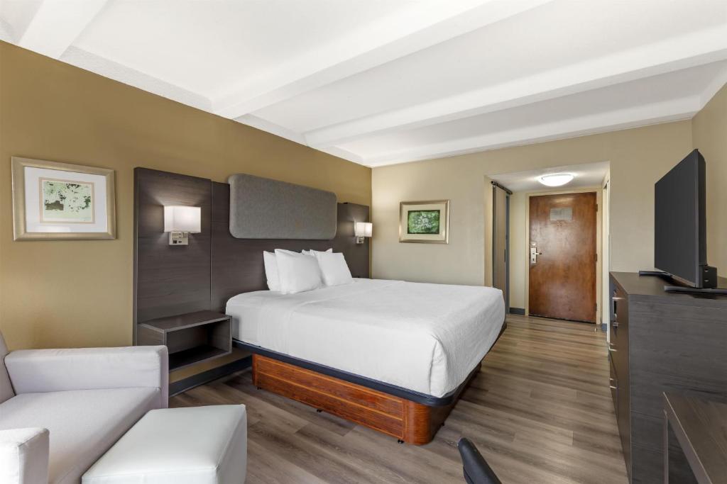 a hotel room with a bed and a couch at Best Western Plus Madison-Huntsville Hotel in Madison