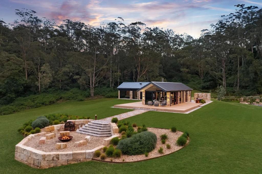 an aerial view of a house with a garden at Villa Arbosana in Barrengarry