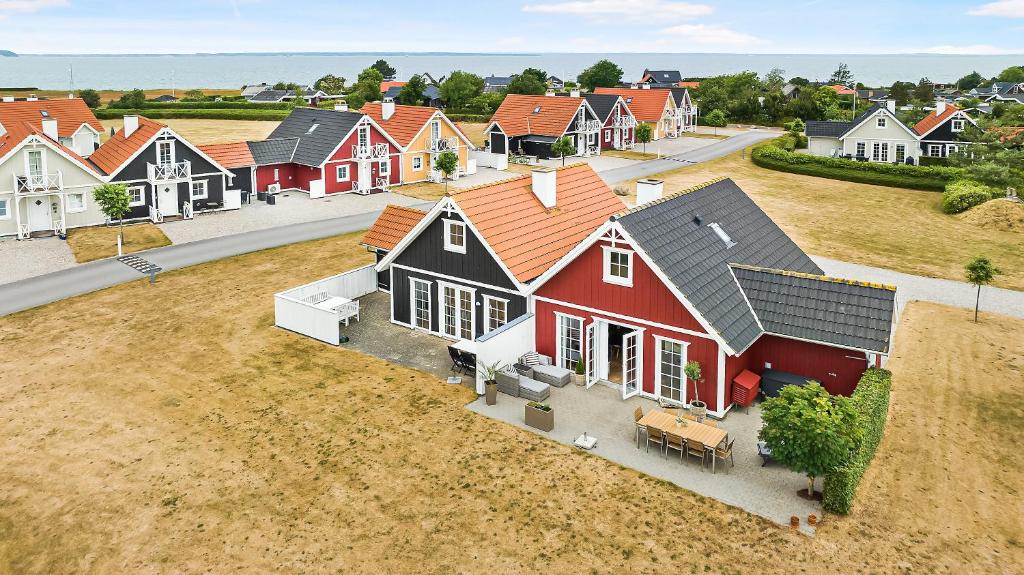 an overhead view of a house in a residential neighborhood at Charming Terraced House By The Beach And Forest in Bro