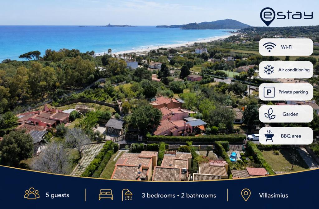 an aerial view of a villa with houses and the beach at Estay - Villa Katia - Near the Beach in Simius