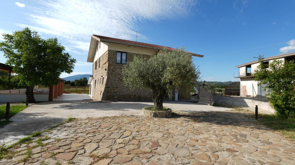 a building with a tree in the middle of a driveway at Country House Altavilla in Altavilla Silentina
