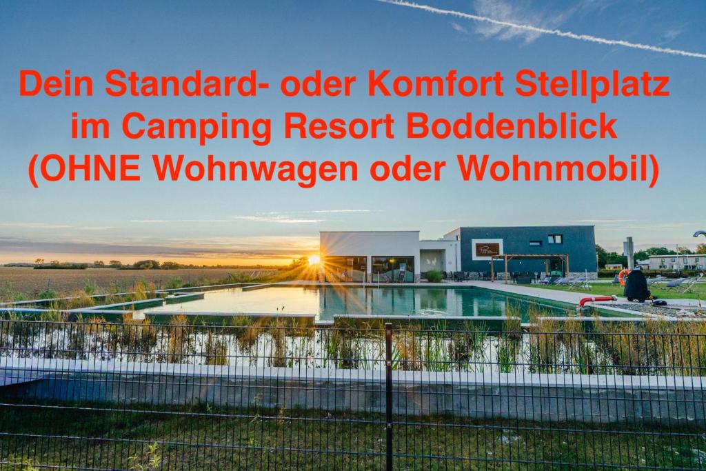 a picture of a building with the words bath standard older korman facility in camping at NUR Camping Stellplatz OHNE Zelt oder Wohnwagen sowie Schlaffässer in Groß Kordshagen
