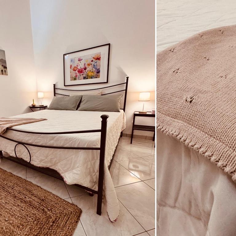 two pictures of a bedroom with a bed at Villa Artemide - Ospitalità nel Borgo in Marsico Vetere