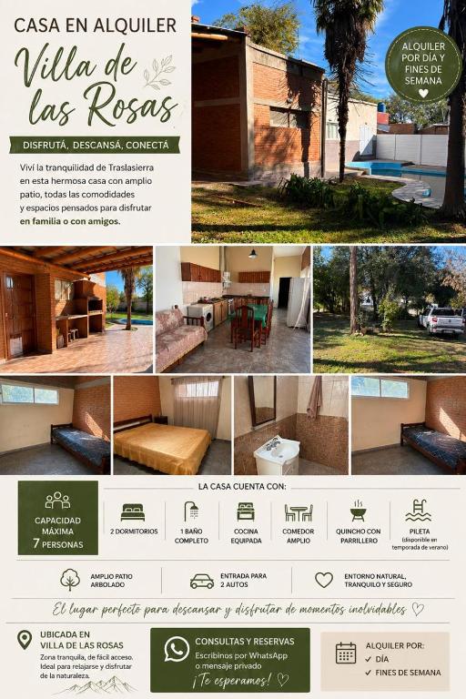a collage of photos of a house with a website at Graciela in Villa Las Rosas