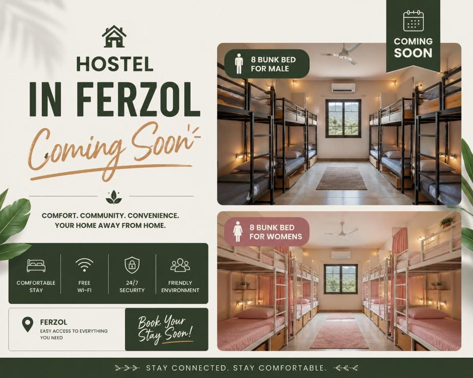 a flyer for a hospital in fernol coming soon event at Hostel In Ferzol in Zahlé