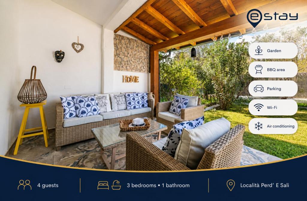 a screened in porch with a couch and chairs at Estay - Casa Madili - Garden - BBQ - WiFi in Sarroch