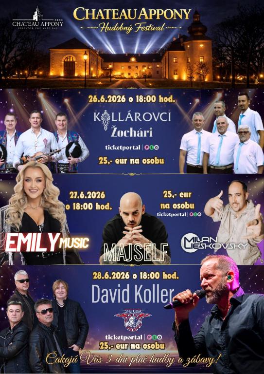 a poster for a concert with a group of people at Chateau Appony in Oponice