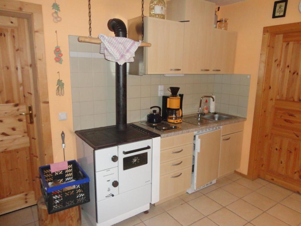 Kuchyň nebo kuchyňský kout v ubytování Jägerhäusl