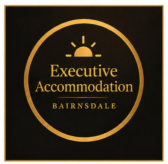 a gold logo for an expensive accommodation banquetvisor at Executive Accommodation Bairnsdale in Bairnsdale
