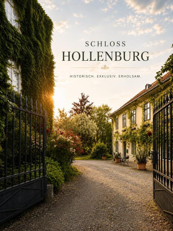 a gate to a house with the wordsstress hollering at Schloss Hollenburg Aparte Apartments in Krems an der Donau