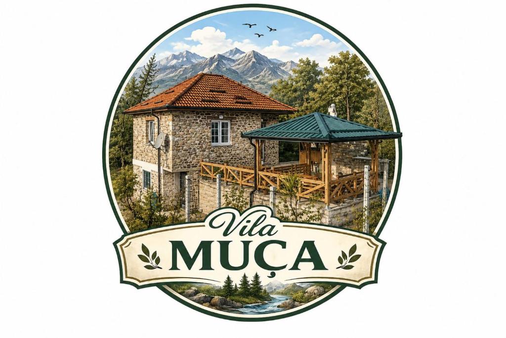 a logo for a villa in the mountains at Vila Muca in Peshkopi