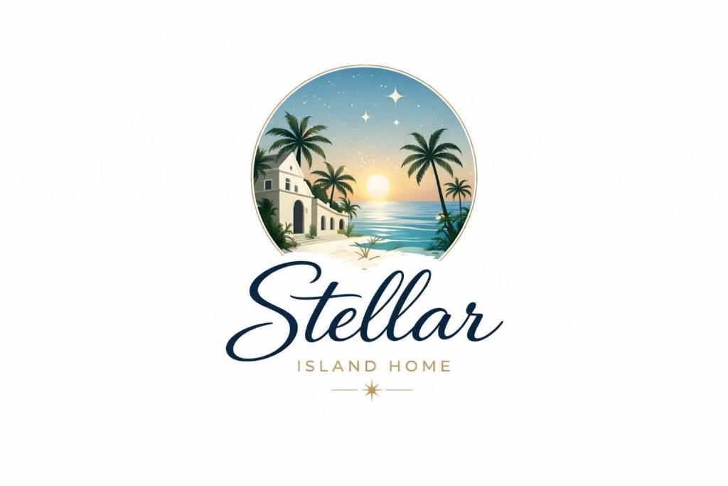 a label for a beach with palm trees and the inscription silia island home at Stellar Island Home-Kos in Kos