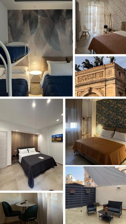 a collage of four pictures of a hotel room at Flower rooms Palermo in Palermo