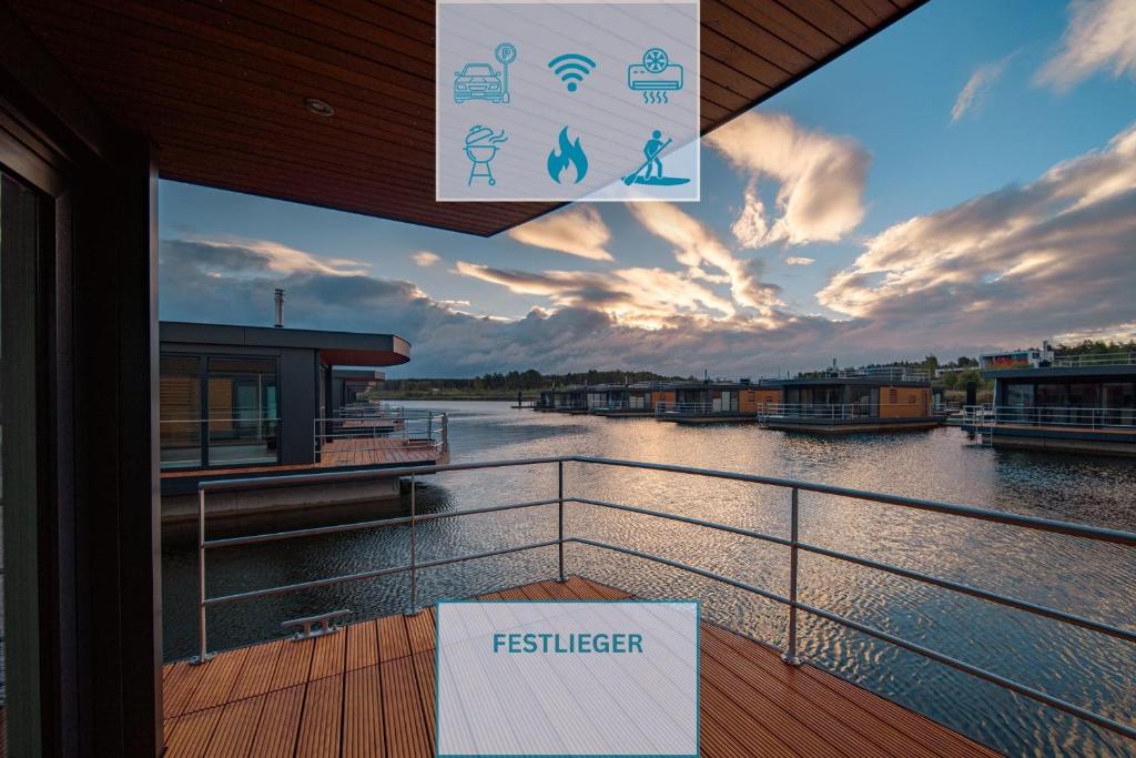 a view of the water from the deck of a boat at Floatinghouse Dolce Vita in Klitten