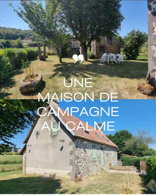 a collage of two pictures of a house at Gîte Le Cheix d'Arches in Arches
