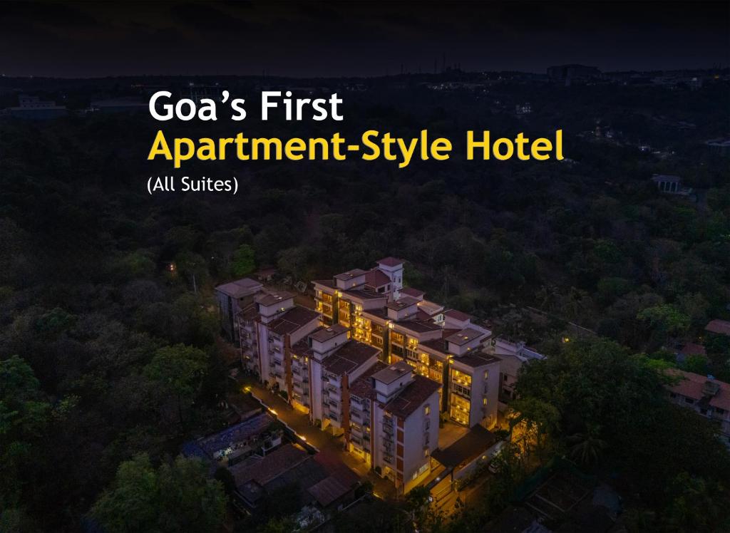 an image of a building with the words goos first apartment style hotel at Perfectstayz Premium Carnival Suites Near Candolim in Pilerne