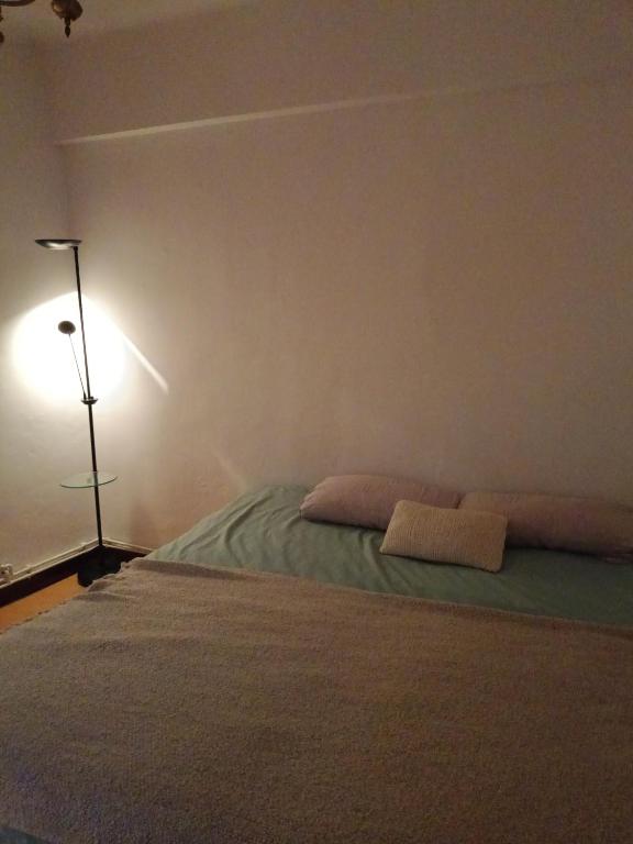 a bedroom with a bed and a lamp in it at Bilbao Room 001 in Bilbao