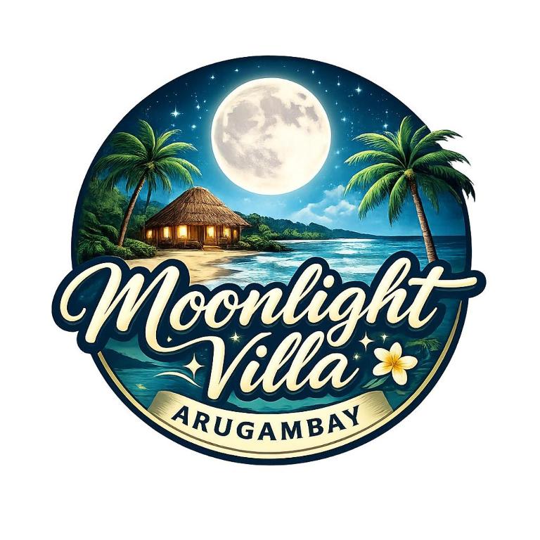 a round sign with a picture of a moonlit villa at Moonlight Villa in Pottuvil