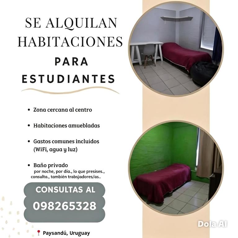 a flyer for a furniture store with a green and red bed at Anibal sampayo in Paysandú