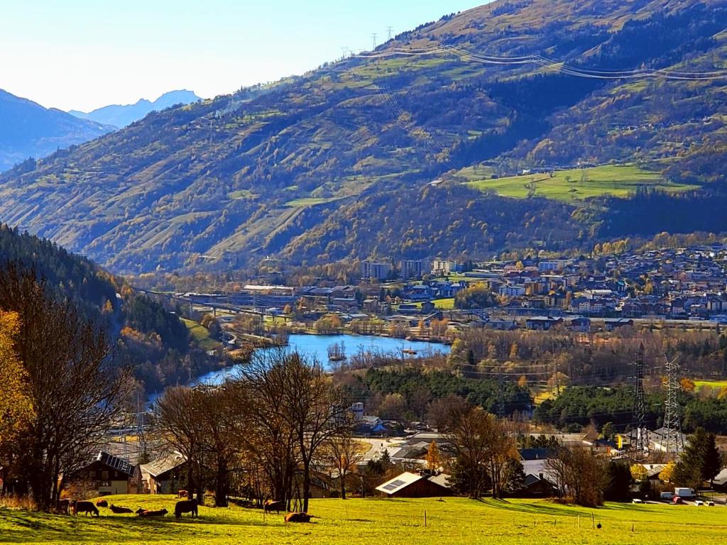 a valley with a lake and a mountain at Location Paradiski San Bernardo in Séez