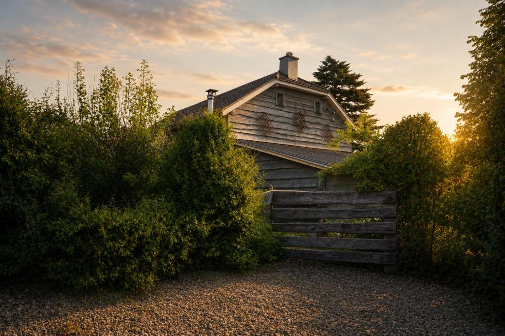 an old house with a staircase leading up to it at Kamer midden in de Ardennen in Amblève